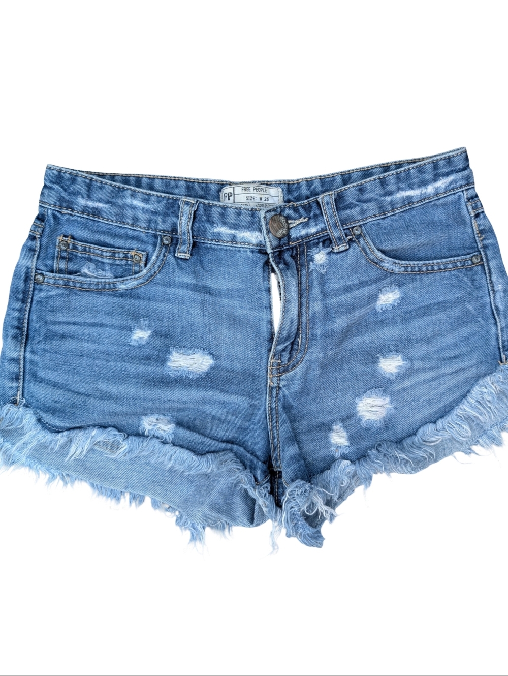 Free People Runaway Jillian cut-off distressed denim shorts Size 25